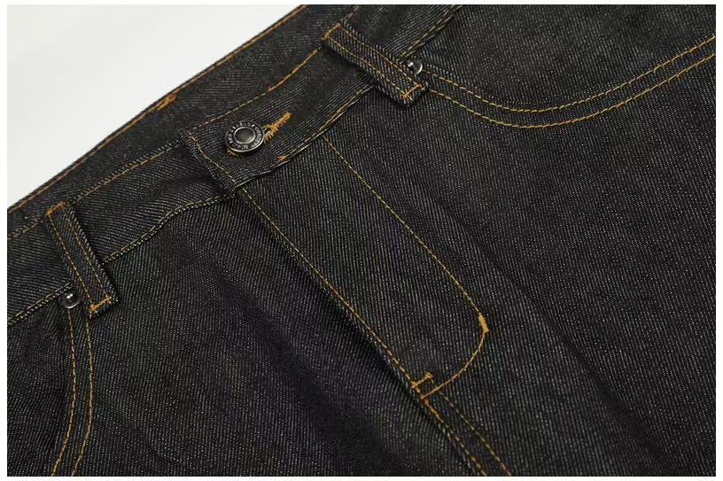 Studded Back Pocket Union Jack Cuff RawBlack Wide-Leg Jeans - OMYGOODS