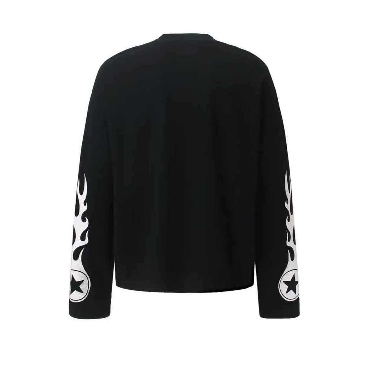 Racing Graphic Contrast Color Waffle Knit Long Sleeve
