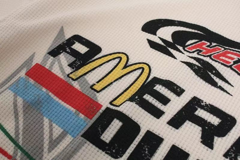 Vintage Racing Collage Print Waffle Knit Long Sleeve - OMYGOODS