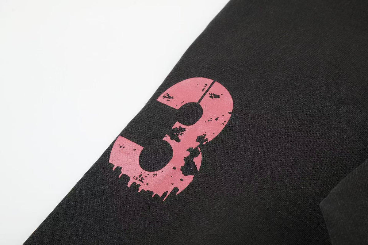 Wash Vintage Rock Graphic Long Sleeve Polo Shirt - OMYGOODS
