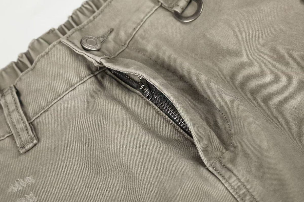 Splash Paint Distressed Chain Decor Wide-Leg Cargo Pants - OMYGOODS