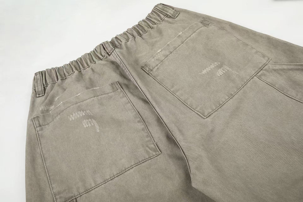 Splash Paint Distressed Chain Decor Wide-Leg Cargo Pants - OMYGOODS