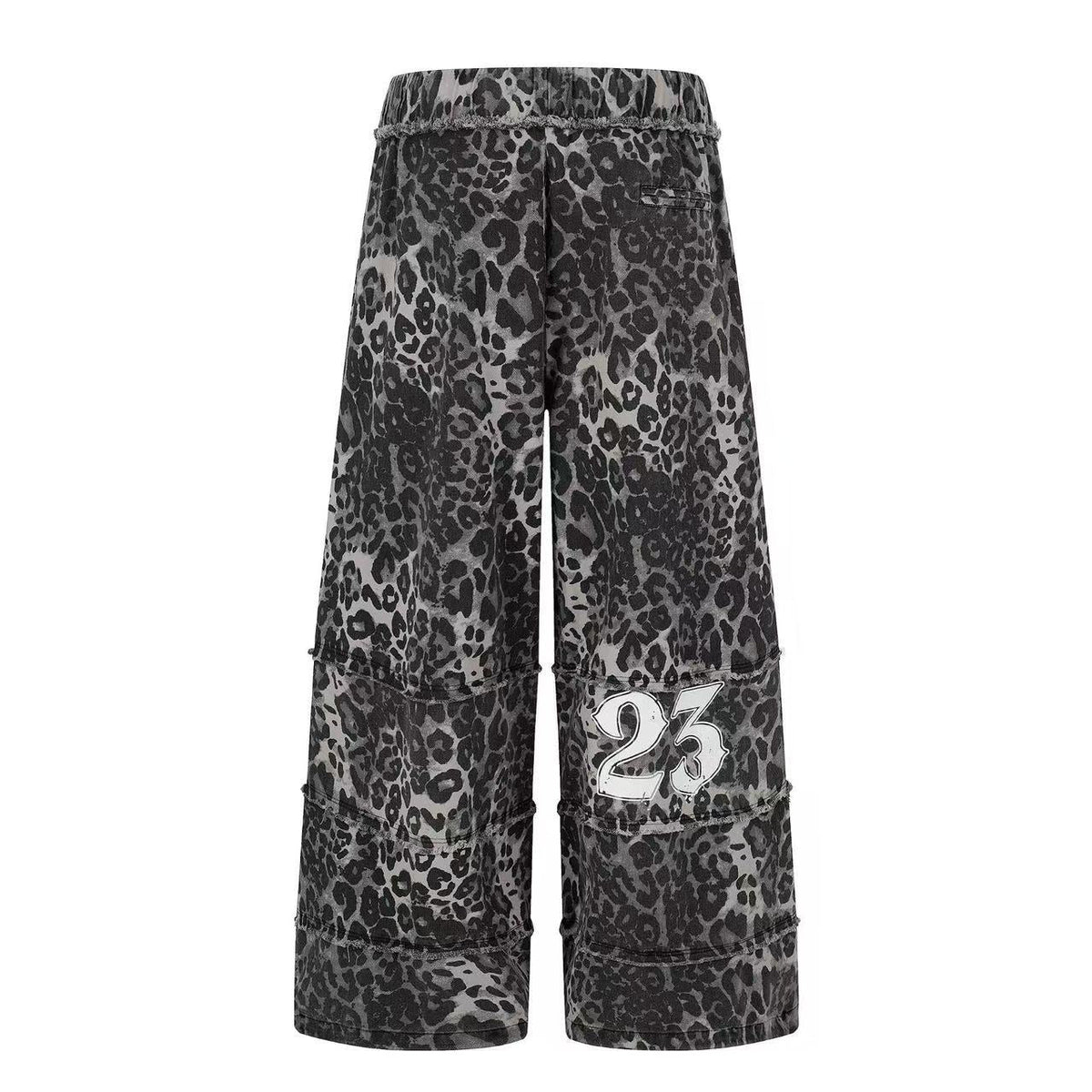 Leopard Print Skull 23 Raw Edge Wide-Leg Pants - OMYGOODS