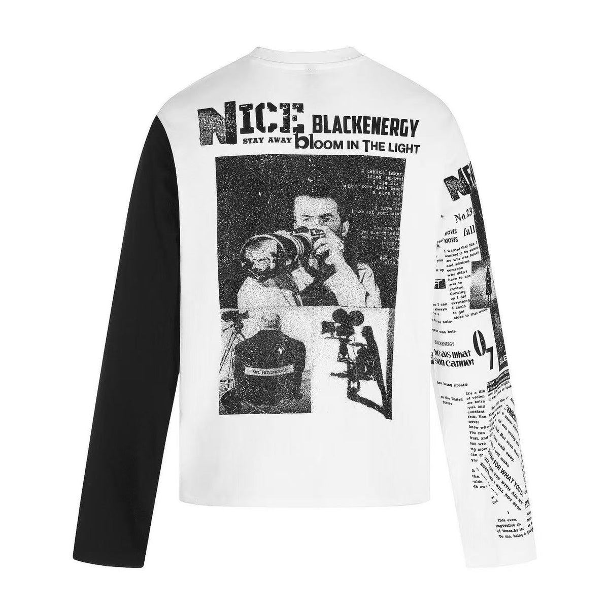 Newspaper Print Color Block Long Sleeve - OMYGOODS