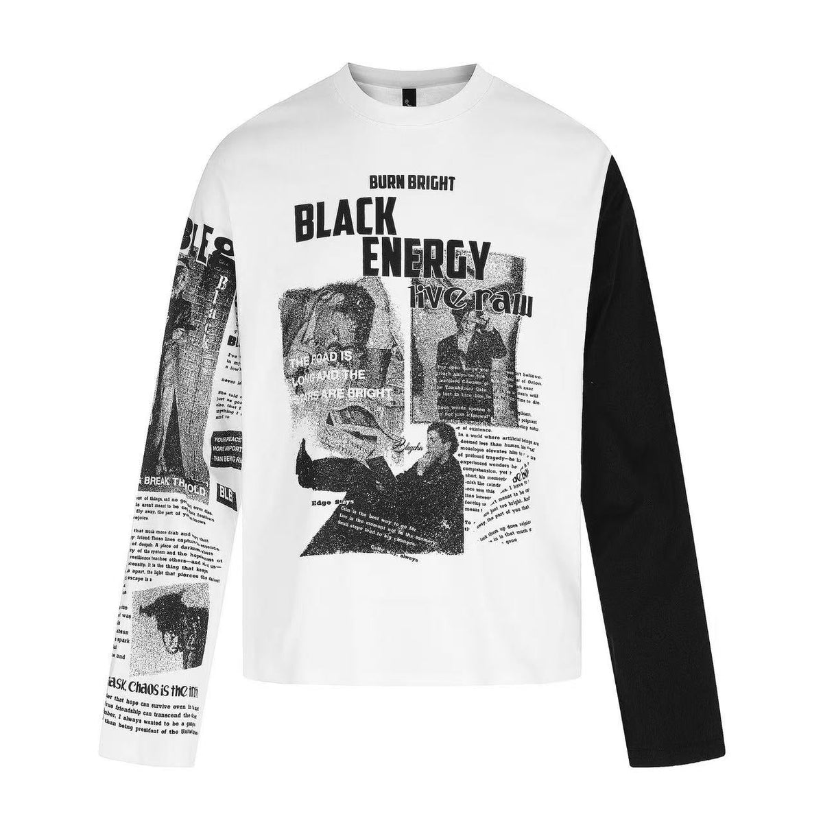 Newspaper Print Color Block Long Sleeve - OMYGOODS