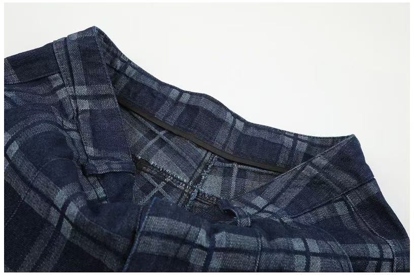 Vintage Blue Plaid Wide-Leg Cargo Pants - OMYGOODS