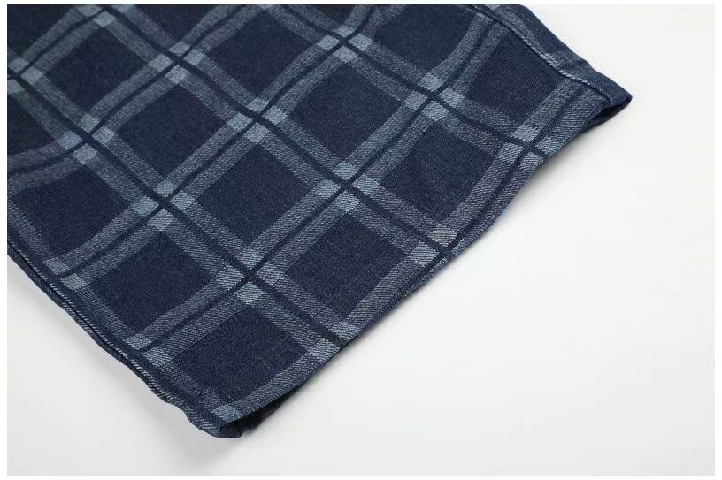 Vintage Blue Plaid Wide-Leg Cargo Pants - OMYGOODS