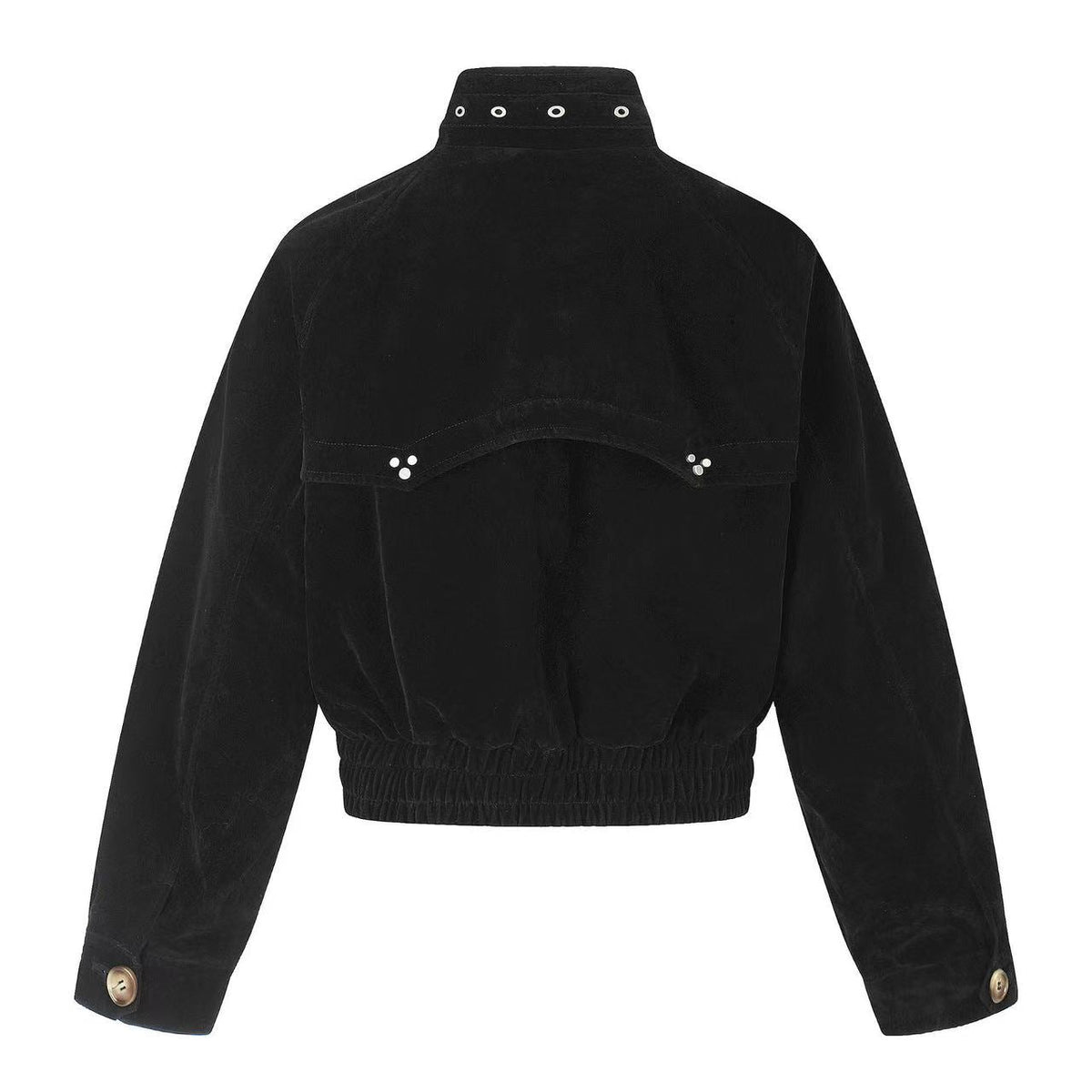 Vintage Studded Faux Suede Cropped Bomber jacket - OMYGOODS