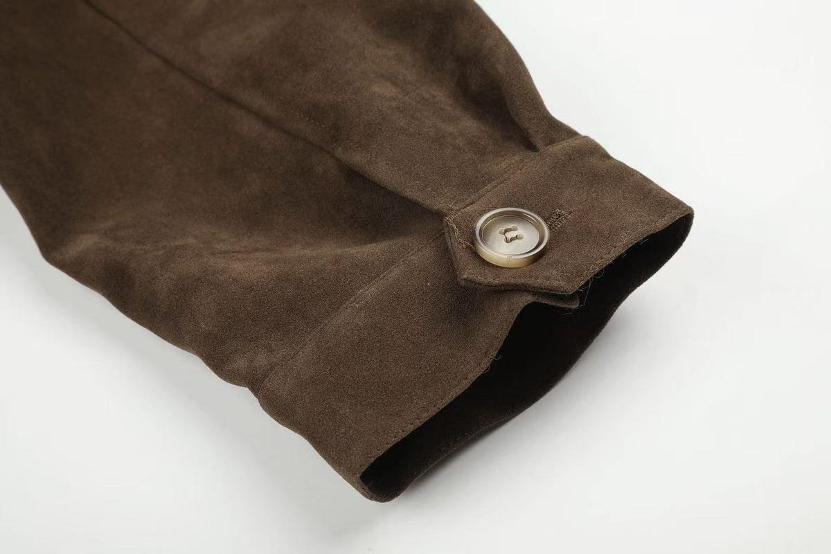 Vintage Studded Faux Suede Cropped Bomber jacket - OMYGOODS