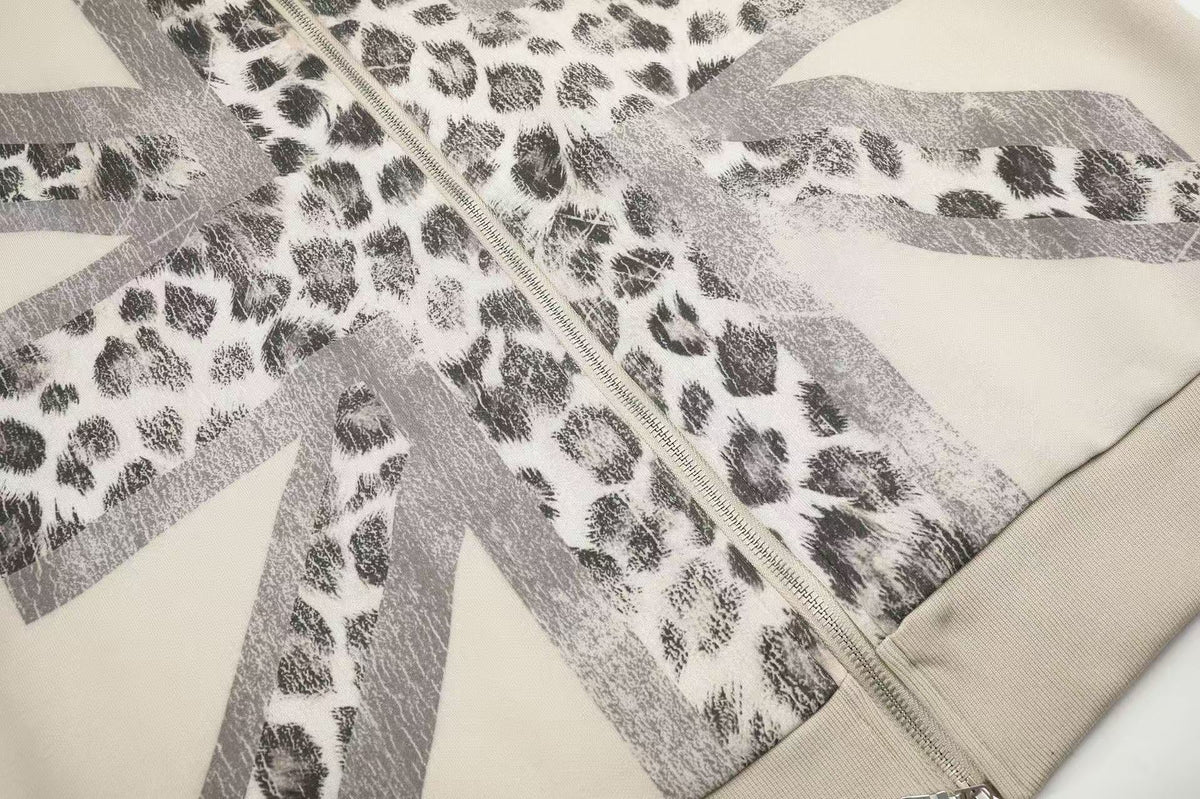 Cross Leopard Print Zip-Up Track Jacket - OMYGOODS