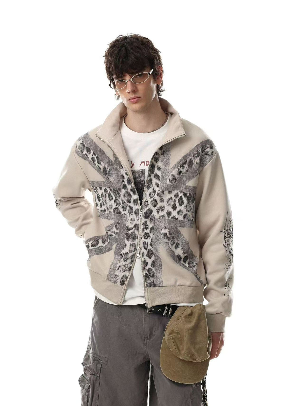 Cross Leopard Print Zip-Up Track Jacket - OMYGOODS