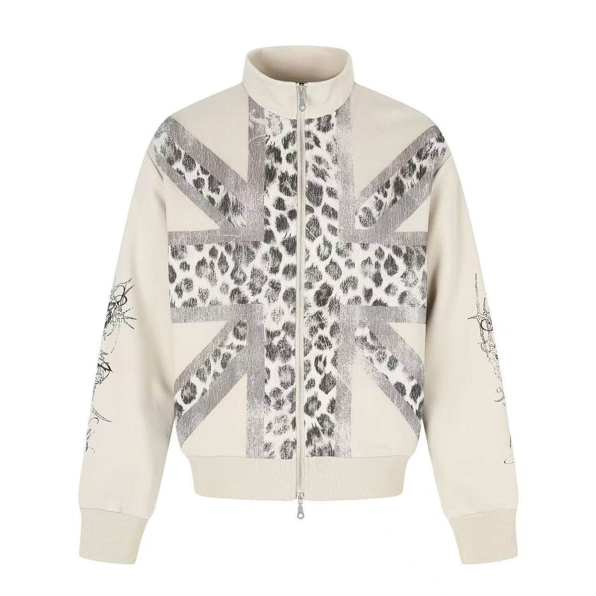 Cross Leopard Print Zip-Up Track Jacket - OMYGOODS