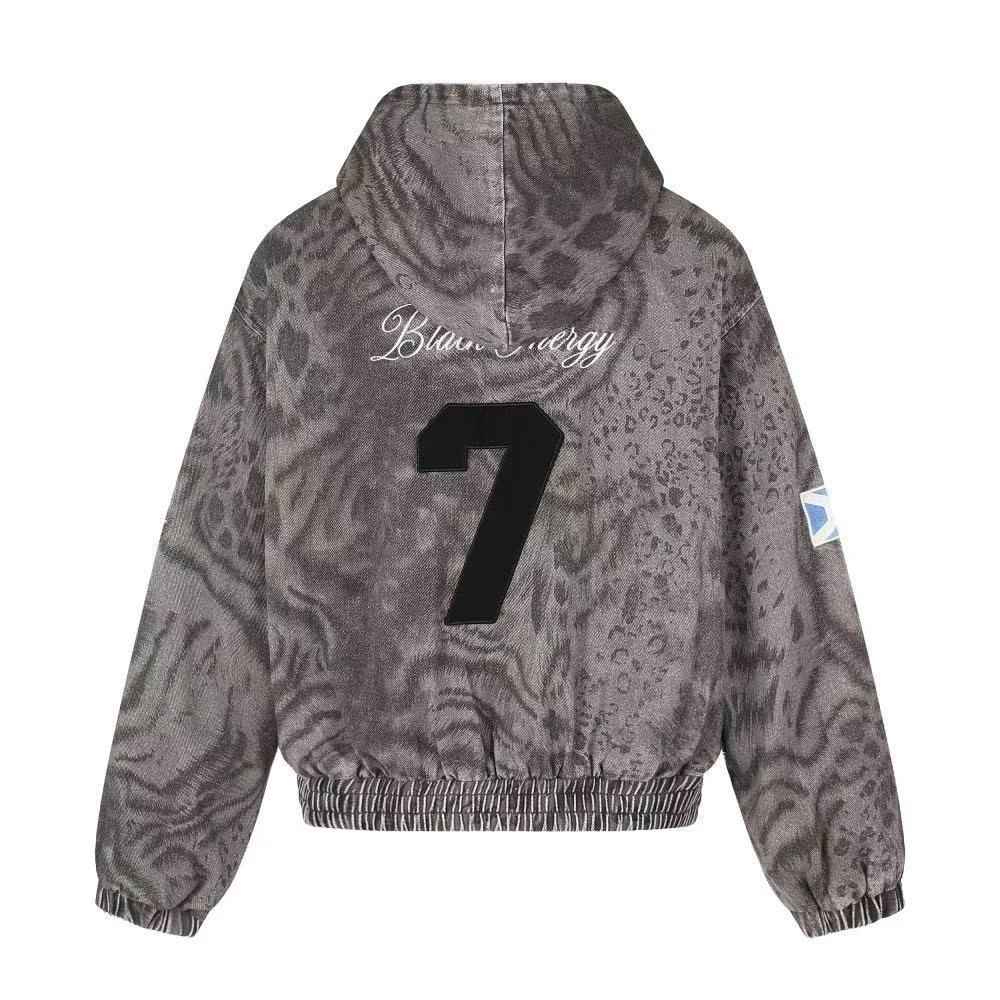 Washed Leopard Print Zip Up Hooded Jacket - OMYGOODS