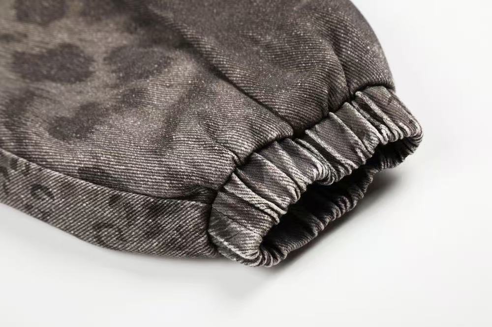 Washed Leopard Print Zip Up Hooded Jacket - OMYGOODS