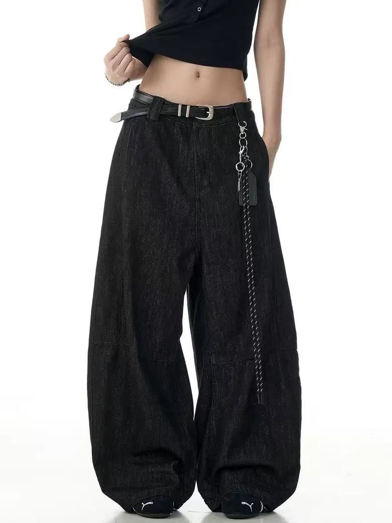 Dark Raw Denim Baggy Wide-Leg Jeans - OMYGOODS