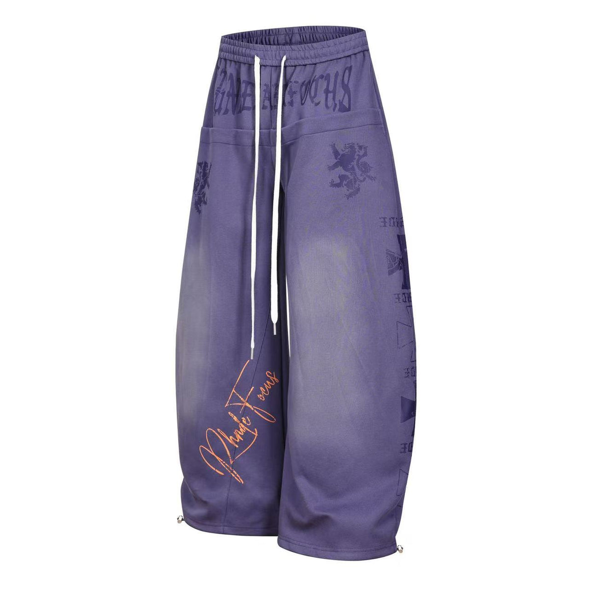 Graffiti Print Oversized Baggy Drawstring Wide-Leg Sweatpants - OMYGOODS