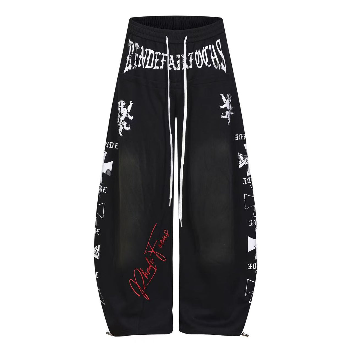 Graffiti Print Oversized Baggy Drawstring Wide-Leg Sweatpants - OMYGOODS