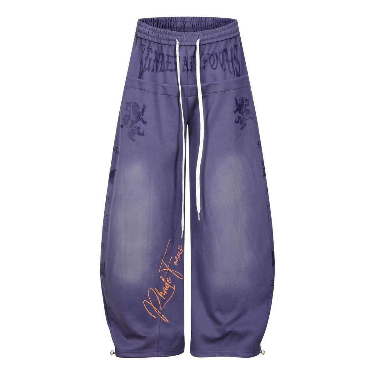 Graffiti Print Oversized Baggy Drawstring Wide-Leg Sweatpants - OMYGOODS