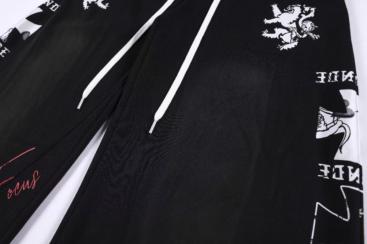 Graffiti Print Oversized Baggy Drawstring Wide-Leg Sweatpants - OMYGOODS