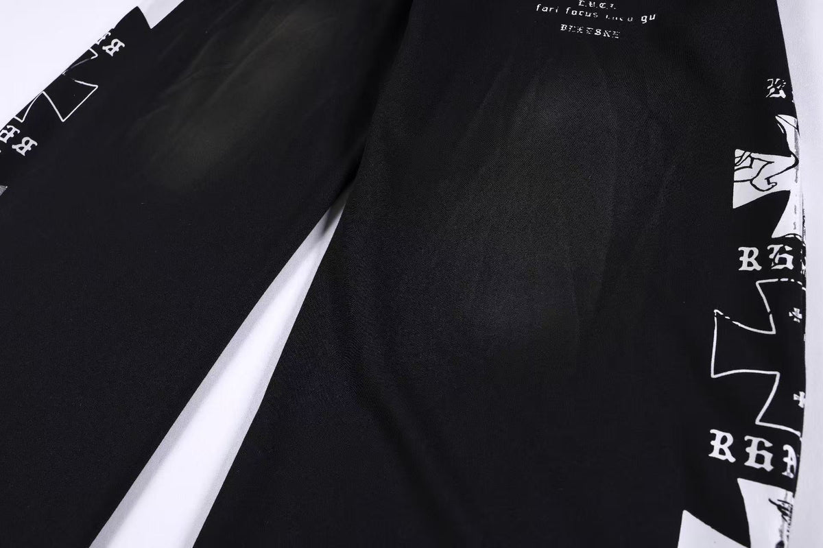 Graffiti Print Oversized Baggy Drawstring Wide-Leg Sweatpants - OMYGOODS