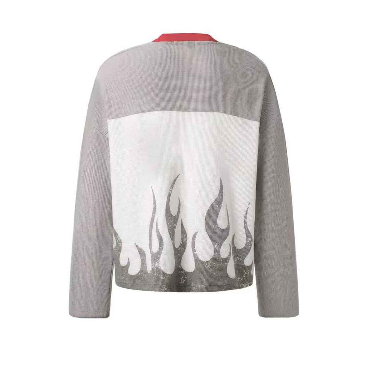 Vintage Flame 87 Number Graphic Waffle Knit Long Sleeve