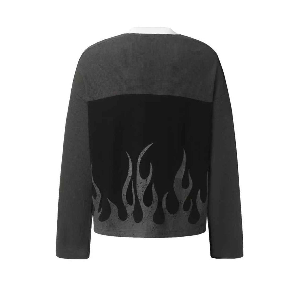Vintage Flame 87 Number Graphic Waffle Knit Long Sleeve