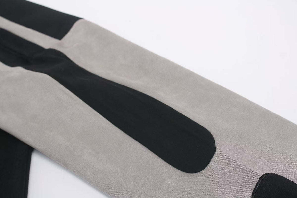 Letter Graphic Color Block Faux Suede Long Sleeve - OMYGOODS