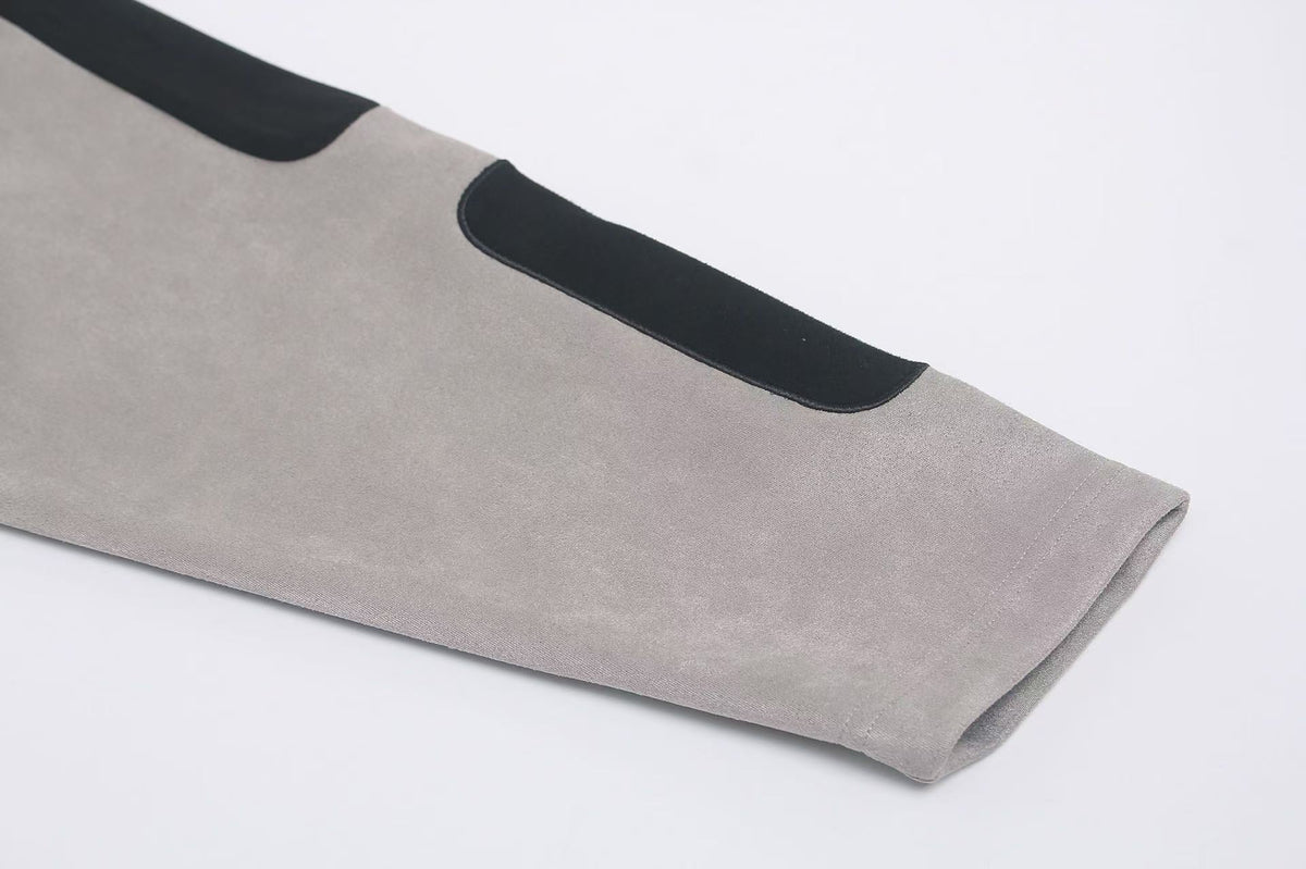 Letter Graphic Color Block Faux Suede Long Sleeve - OMYGOODS