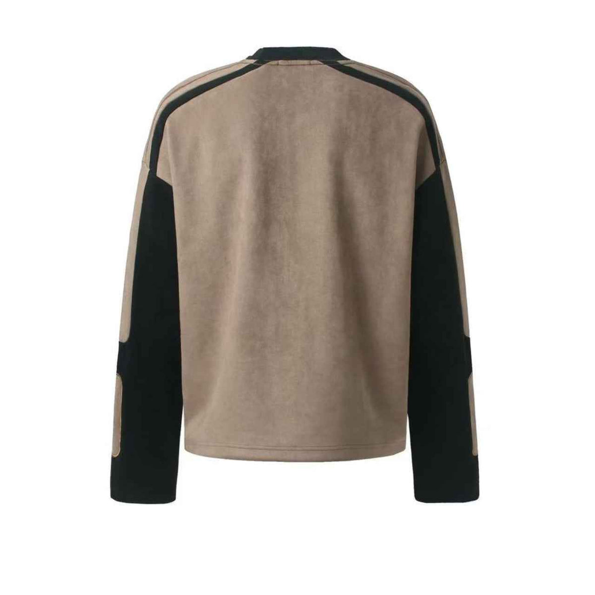 Letter Graphic Color Block  Faux Suede Long Sleeve