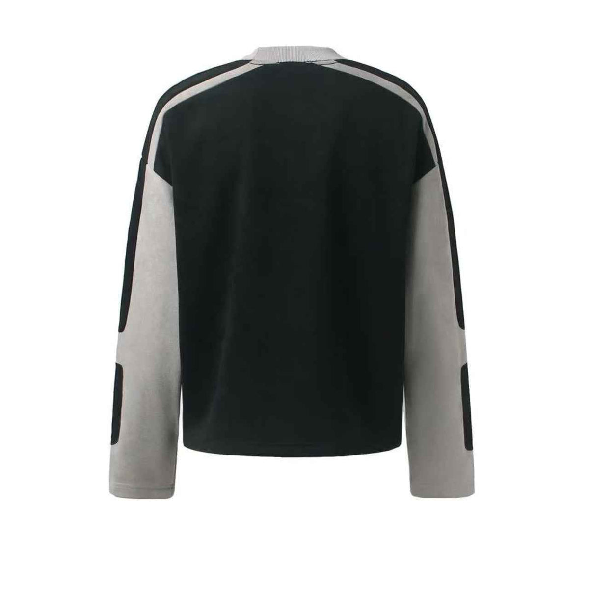 Letter Graphic Color Block  Faux Suede Long Sleeve