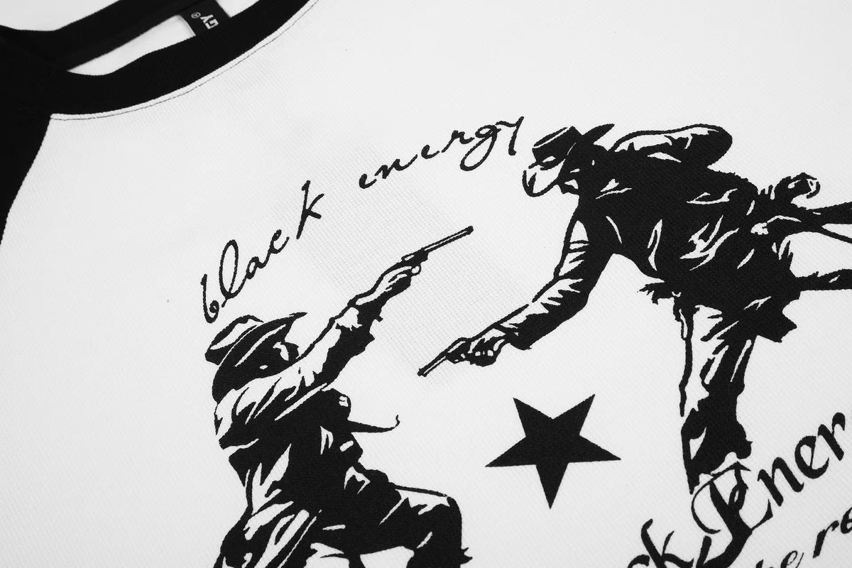 Star Print Cowboy Duel Raglan Long Sleeve - OMYGOODS