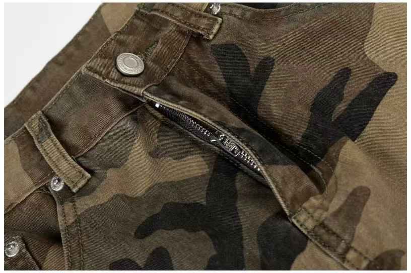 Unisex Vintage Camo Multi-Pocket Wide-Leg Cargo Pants