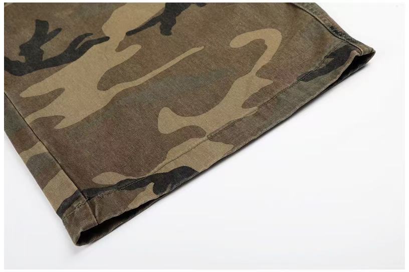 Unisex Vintage Camo Multi-Pocket Wide-Leg Cargo Pants - OMYGOODS
