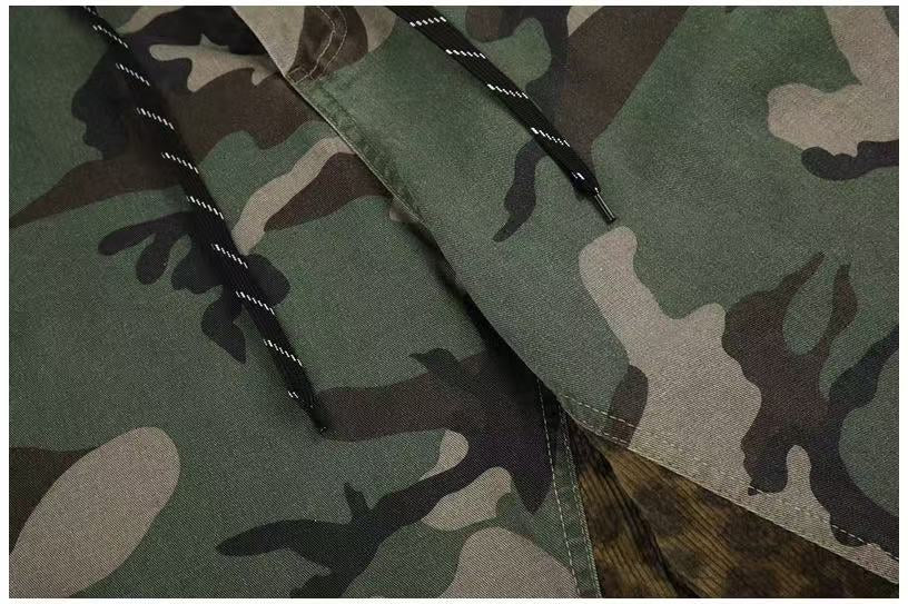 Camo Leopard Patchwork Drawstring Wide-Leg Cargo Pants - OMYGOODS