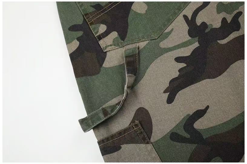 Camo Leopard Patchwork Drawstring Wide-Leg Cargo Pants - OMYGOODS