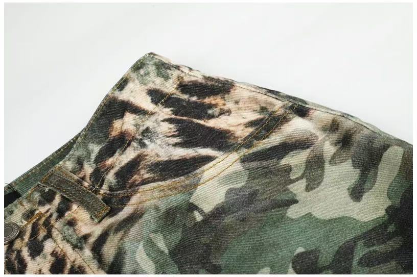 Camo Leopard Gradient Wide-Leg Cargo Pants - OMYGOODS