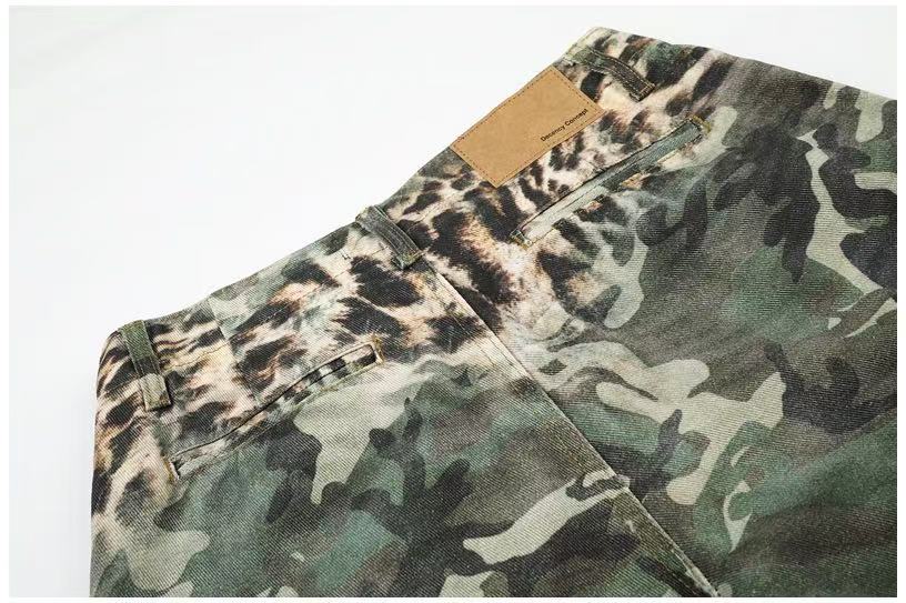 Camo Leopard Gradient Wide-Leg Cargo Pants - OMYGOODS