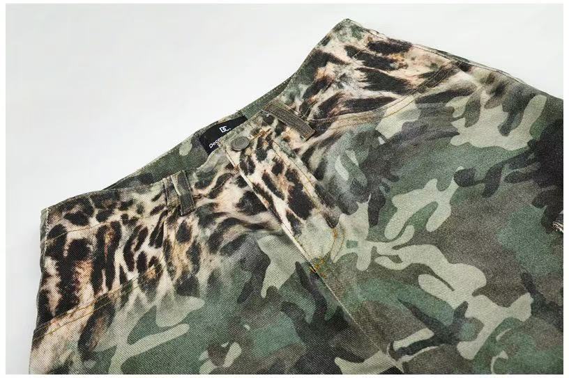 Camo Leopard Gradient Wide-Leg Cargo Pants - OMYGOODS