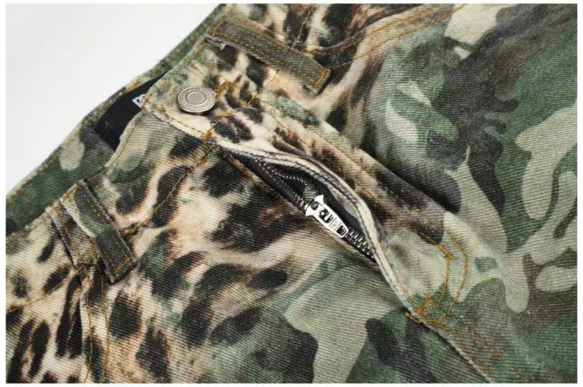Camo Leopard Gradient Wide-Leg Cargo Pants - OMYGOODS