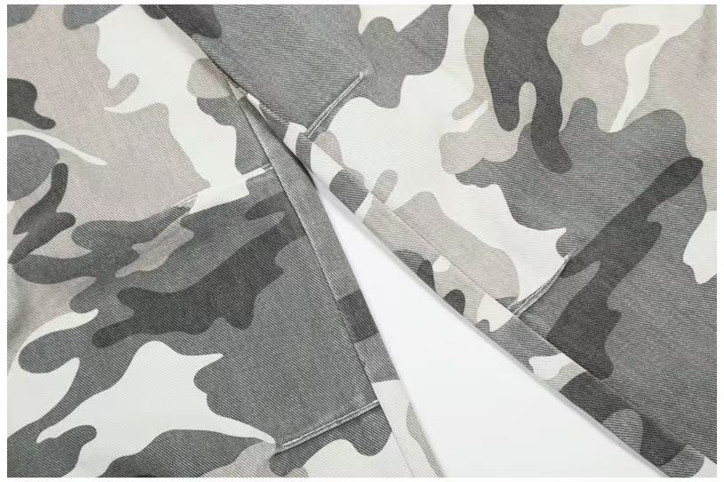 Snow Camo Multi-Pocket Wide-Leg Cargo Pants - OMYGOODS