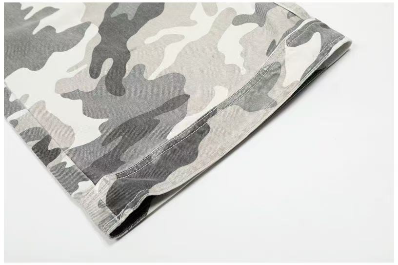 Snow Camo Multi-Pocket Wide-Leg Cargo Pants - OMYGOODS