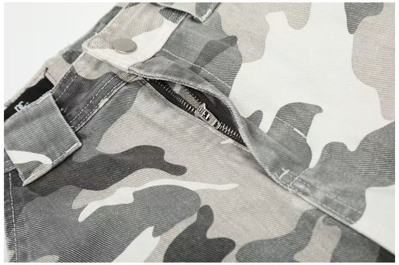 Snow Camo Multi-Pocket Wide-Leg Cargo Pants - OMYGOODS