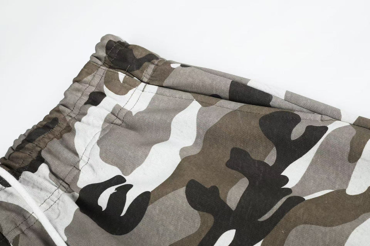 Vintage Camo Drawstring Elastic Waist Wide-Leg Sweatpants - OMYGOODS