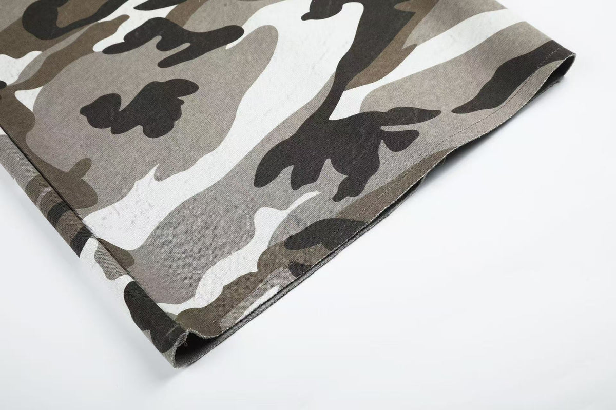 Vintage Camo Drawstring Elastic Waist Wide-Leg Sweatpants - OMYGOODS