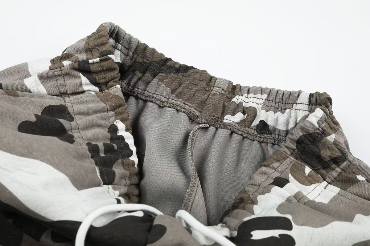 Vintage Camo Drawstring Elastic Waist Wide-Leg Sweatpants - OMYGOODS