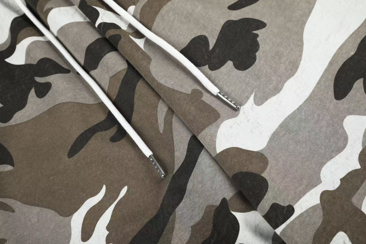 Vintage Camo Drawstring Elastic Waist Wide-Leg Sweatpants - OMYGOODS