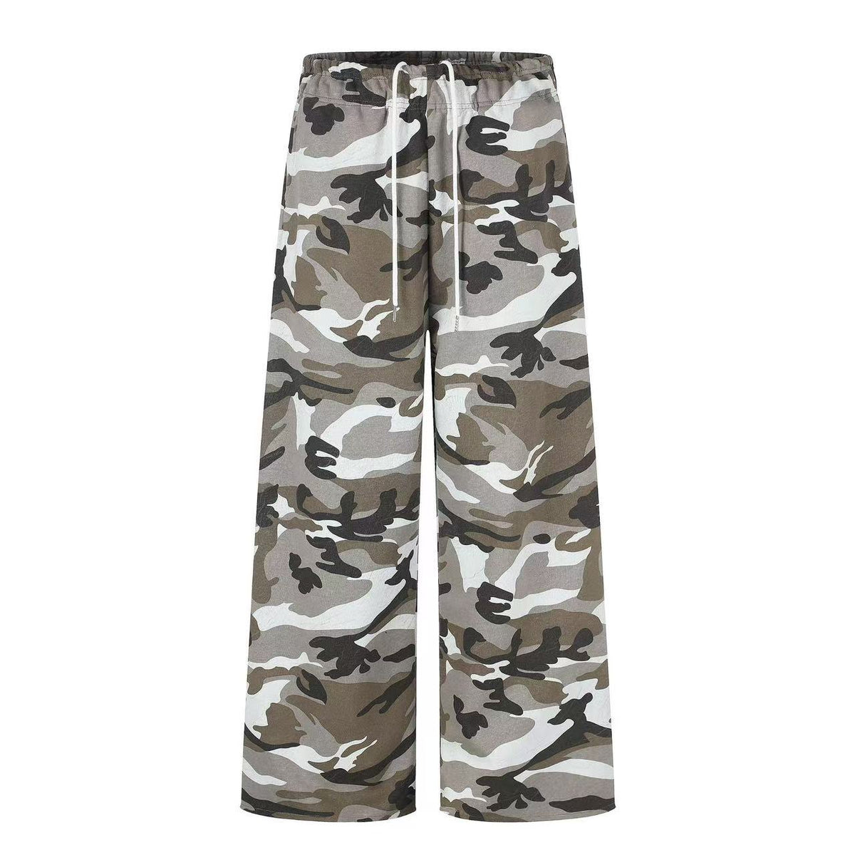 Vintage Camo Drawstring Elastic Waist Wide-Leg Sweatpants - OMYGOODS