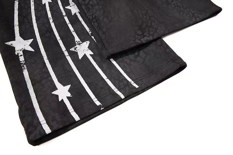 Vintage Letter Star Print Wide-Leg Sweatpants - OMYGOODS
