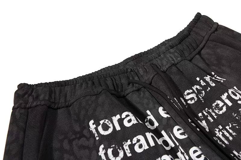 Vintage Letter Star Print Wide-Leg Sweatpants - OMYGOODS