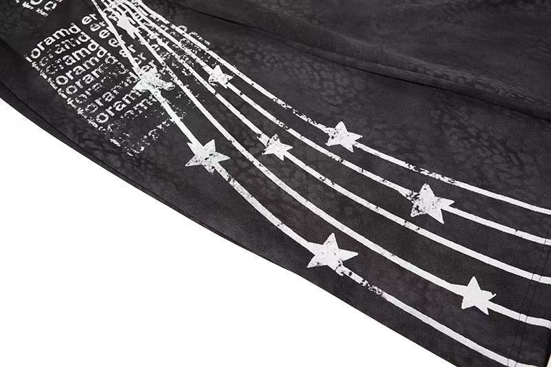 Vintage Letter Star Print Wide-Leg Sweatpants - OMYGOODS